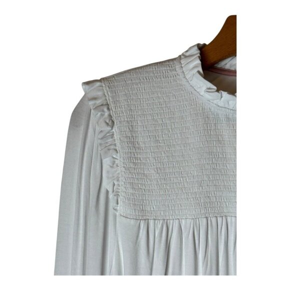 Boden Shirt Women 8 White Smocked Yoke Jersey Knit Top NWT Preppy Boho Cottage - Picture 7 of 15